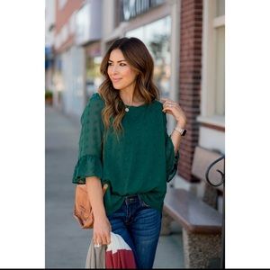 Swiss Dot Flutter Sleeve Blouse